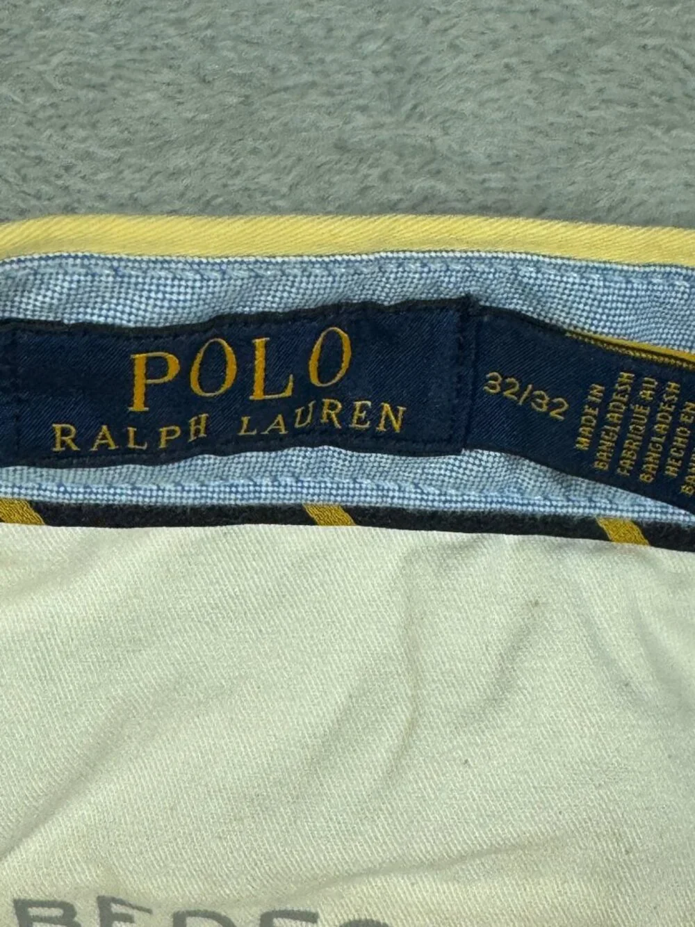 Polo Ralph Lauren Pants Mens 32x32 Yellow Bedford Flat Front Chino Stretch